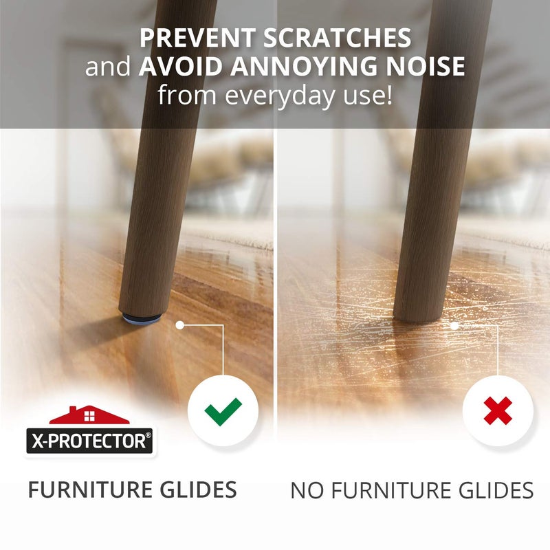 X-Protector Chair Glides X-PROTECTOR â€“ 0.75" Furniture Glides 40 pcs â€“ Grey Nail-on Chair Sliders â€“ Premium Chair Leg Floor Protectors â€“ Slide Effortlessly with Leg Pads That Protect Your Floor! - Image 4